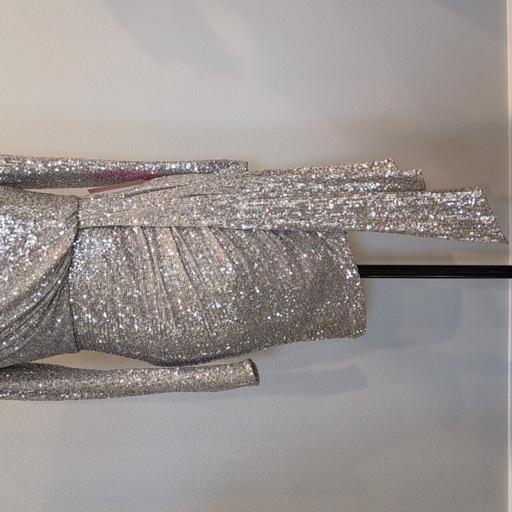 Alex Marie Shimmering Gold Long Sleeve Dress - Picture 3 of 6